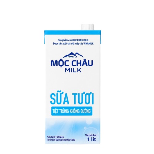 SỮA TƯƠI TIỆT TRÙNG KHÔNG ĐƯỜNG MỘC CHÂU MCM 1L (12 Hộp/Thùng)